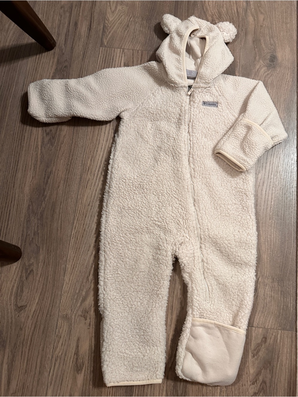 Columbia Cream Sherpa Hooded One-Piece Romper with Ears